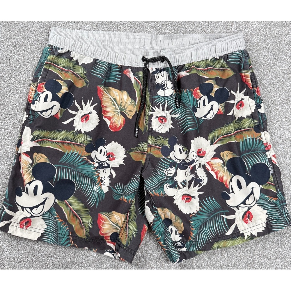Disney Mickey Mouse Neff Swim Trunks XL Hawaiian Tropical Floral Board Shorts